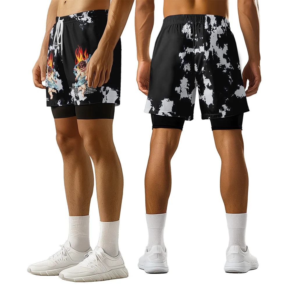 

Original design Summer Flame Angel Street Hip hop Trend Style 3D Premium Print Casual Flag basketball style shorts