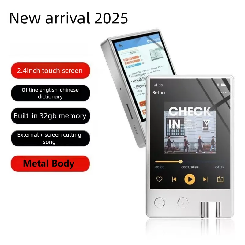 

160GB (32GB+128GB) Bluetooth MP3 Player Metal 2.4" IPS Touch Screen Type-C HiFi Lossless MP4 Walkman with Speaker Voice Recorder
