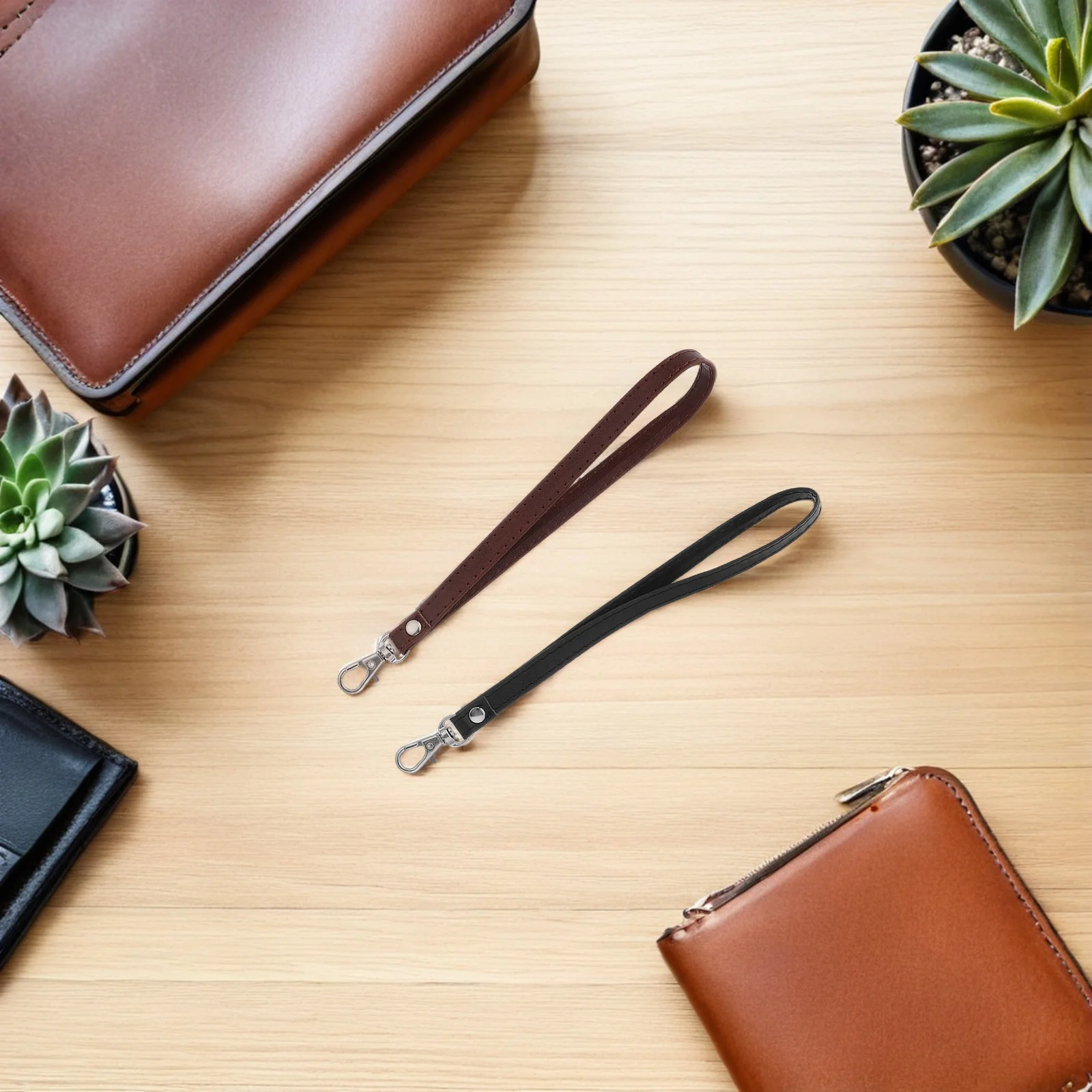 

4pcs Wrist Strap For Purse Hand Wallet Quick Release Buckle Pu Zinc Alloy Lanyard Replacement Strap Travel Shopping