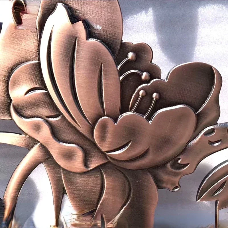 Metal Aluminum Screen Sculpture Screen Circular Pattern Bronze Hall Decoration Partition Screen