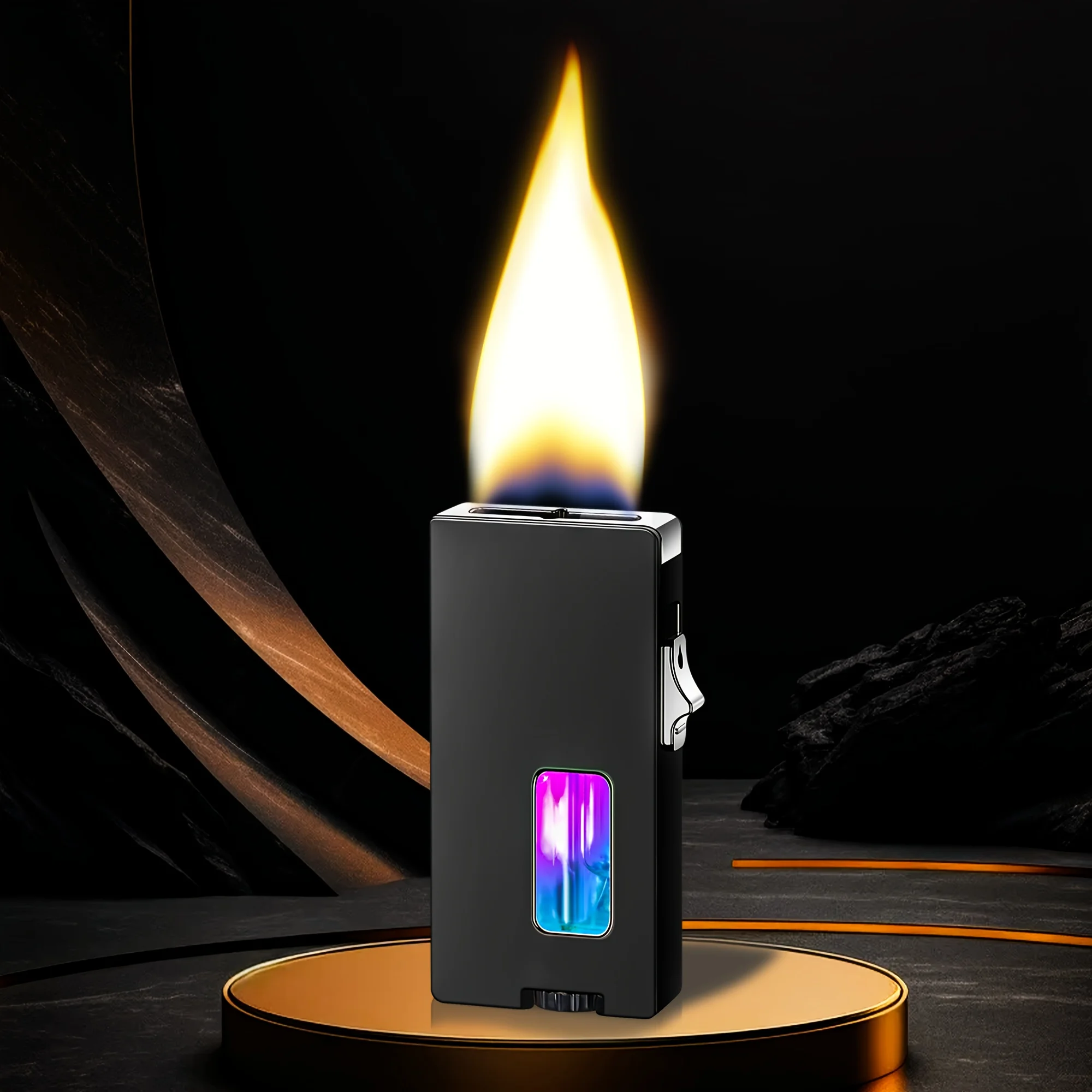 Shake Ignition Lighter, Vibrating Ignition Lighter, Extra Wide Open Flame Lighter, Transparent Gas Window, Creative Men's Gifts