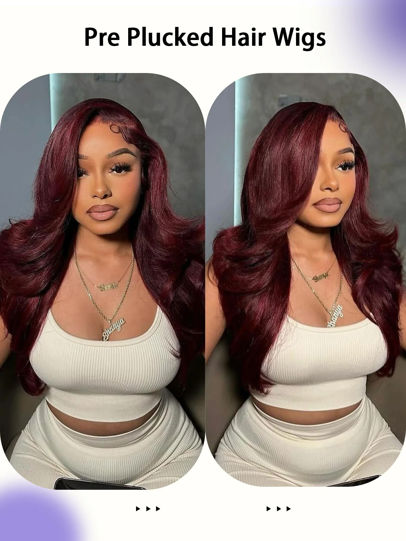 Burgundy Lace Front Wig Body Wave 13X4 Glueless Wig Human Hair Ready To Wear And Go Pre Cut Colored Lace Frontal Human Hair Wigs