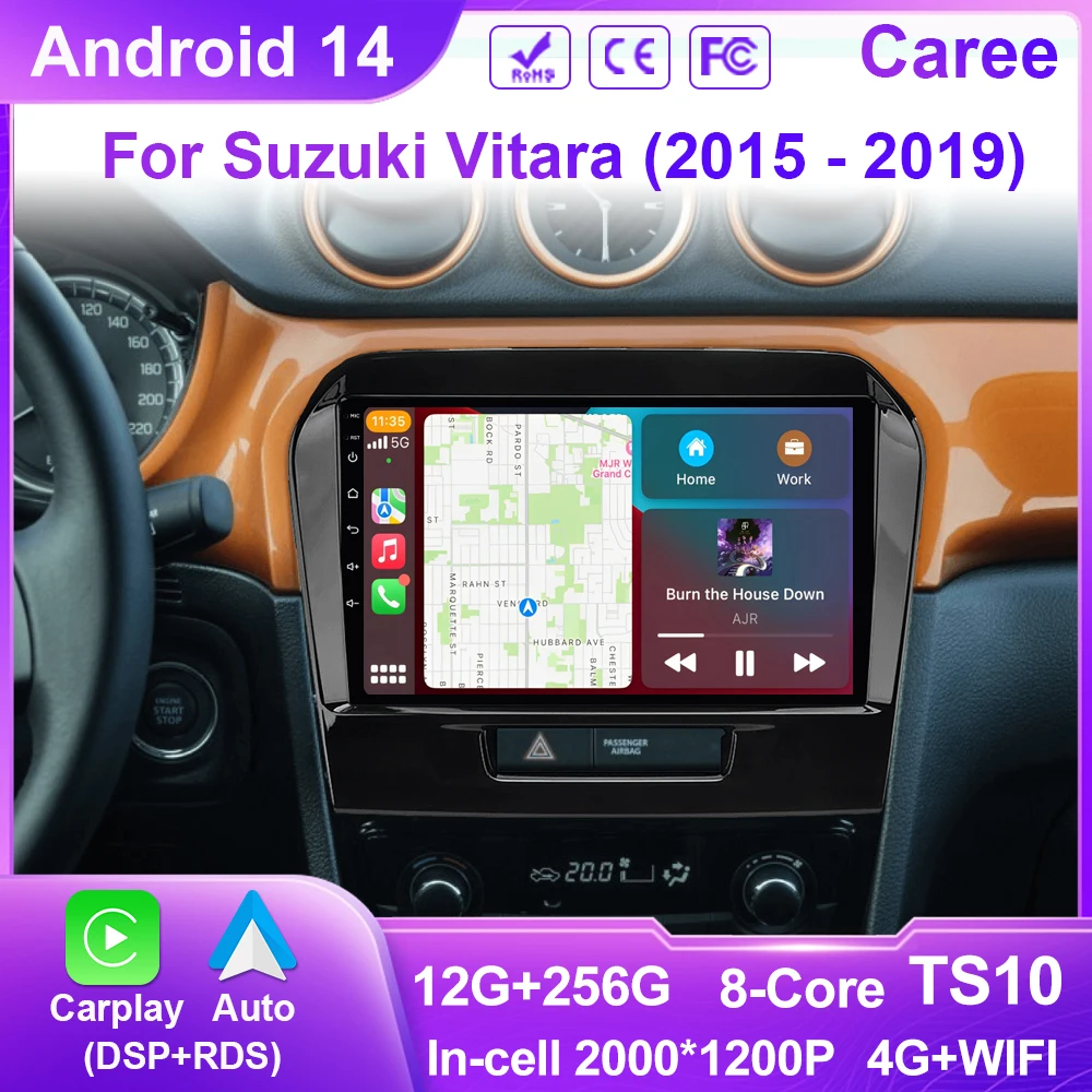 

Android 14 Carplay Auto For Suzuki Vitara 2015 2016 2017 2018 2019 Car Radio Multimedia Player Stereo video Head Unit 4G WiFi BT