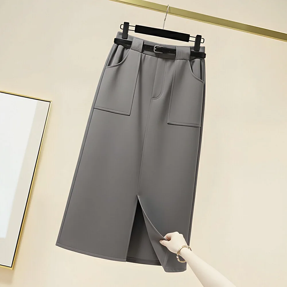 

Autumn Women's Casual Mid-Length A-Line Skirt Body-Fitting Design Regular Waistline No Decoration Fashionable Half Skirt