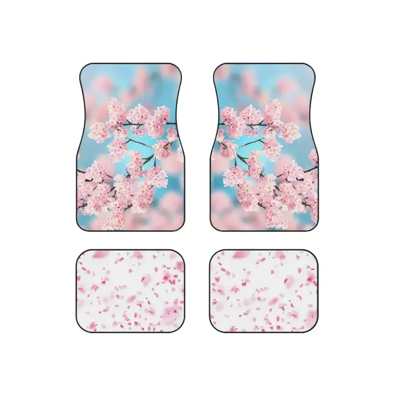 

Коврики для автомобиля с изображением цветущей вишни (набор из 4), индивидуальный узор подходит для большинства автомобилей, аксессуары для интерьера автомобиля, Нескользящие защитные коврики для пола