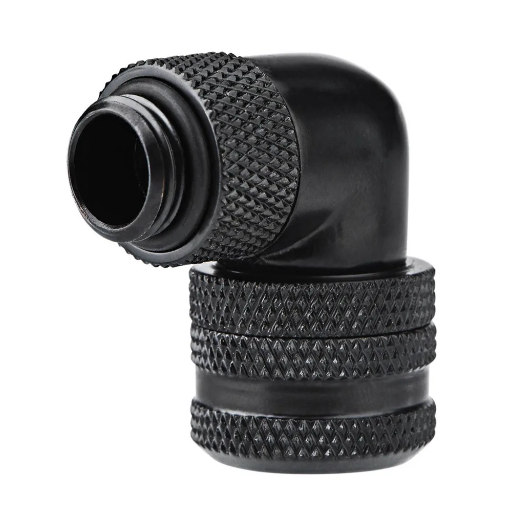 Durable 14MM PC Water Cooling Fitting 90 Degrees Black, Silver Tube Connector G1/4 Thread Elbow Connector Leak Proof System