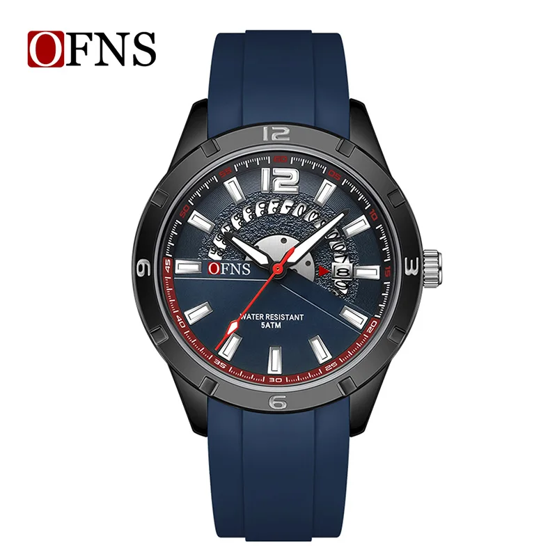 OFNS *popular watch men's fashion silicone tape sports calendar student quartz watch