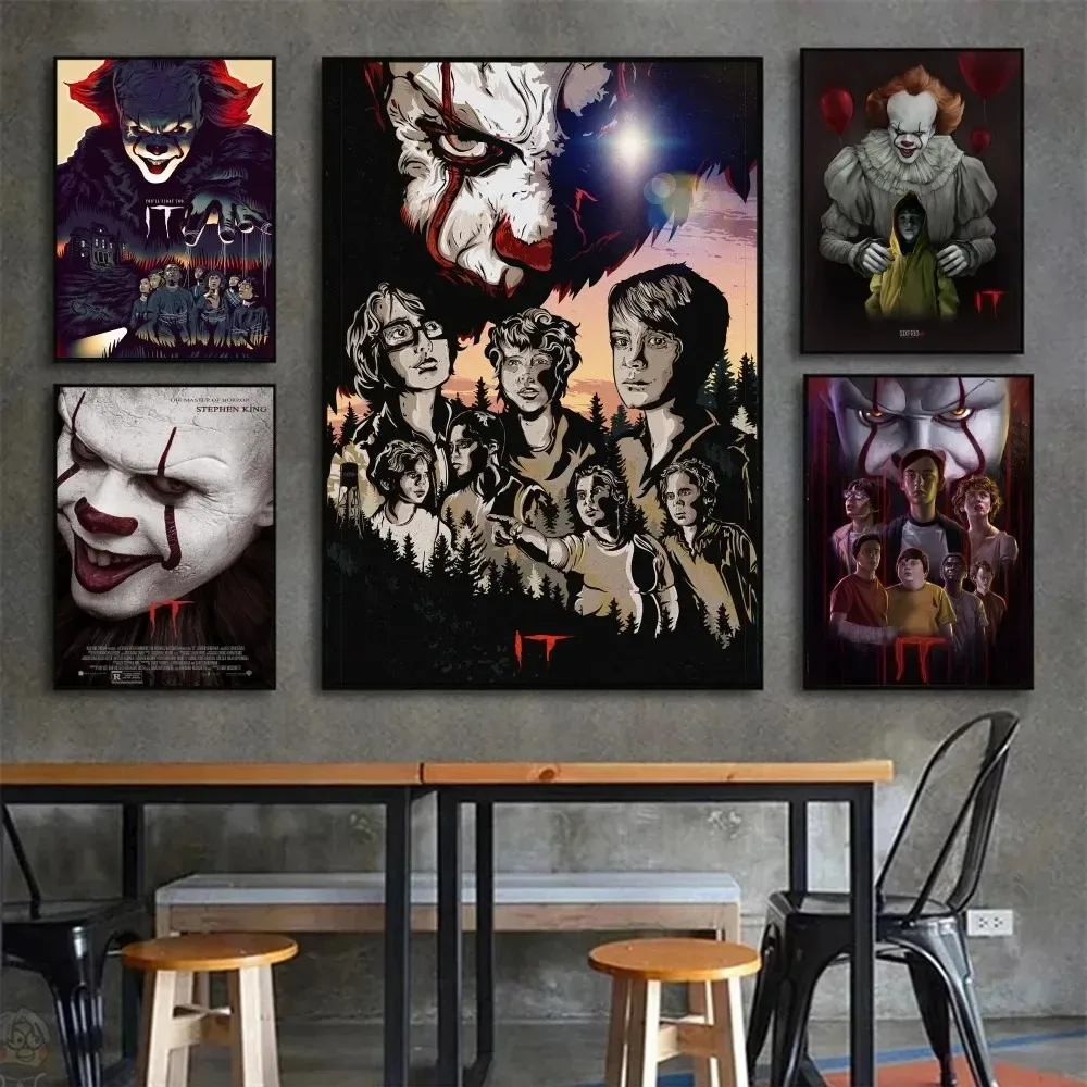 1pc Stephen King Horror Film IT Poster Paper Print Home Bedroom Entrance Bar Cafe Art Painting Decoration