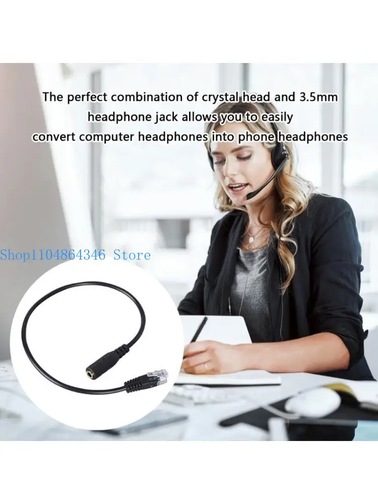 652F RJ9 To 3.5mm Adapter For PC Headsets To Telephone Headsets Conversion Cable