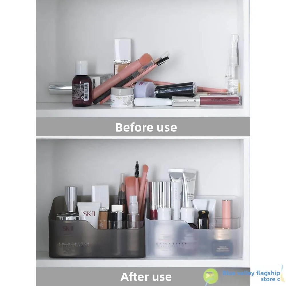 

Simple Chic Cosmetic Storage Box Desktop Makeup Organizer Home Use Skincare Products Perfume Shelf Rectangular Plastic Case