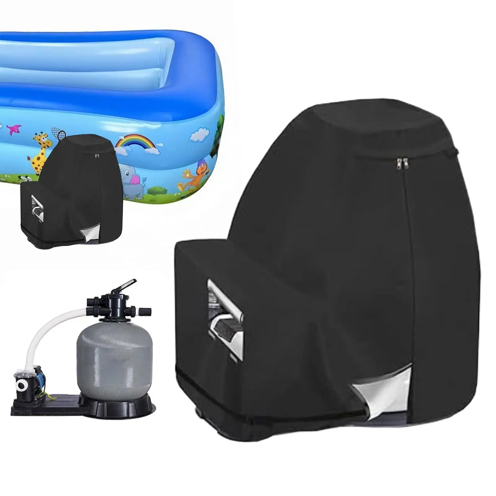 Cubierta de bomba de filtro de arena impermeable para piscina al aire libre, tela Oxford resistente a los rayos UV, diseño fácil, uso eficiente para nadar en estanques a tierra