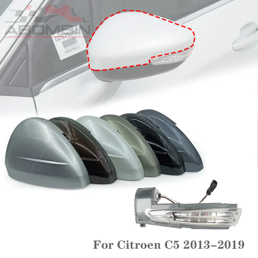 Auto Rearview Mirror Cover Mirror Shell Lens Turn Signal For Citroen C5 2013 14 15 16 17 18 19