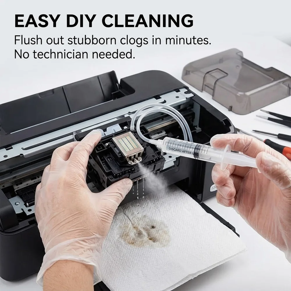 110ml Printhead Cleaner Kit, Universal Inkjet Printer Nozzle Cleaning Fluid for Epson HP Canon, 3D Printer Tool Set ZORILYNX