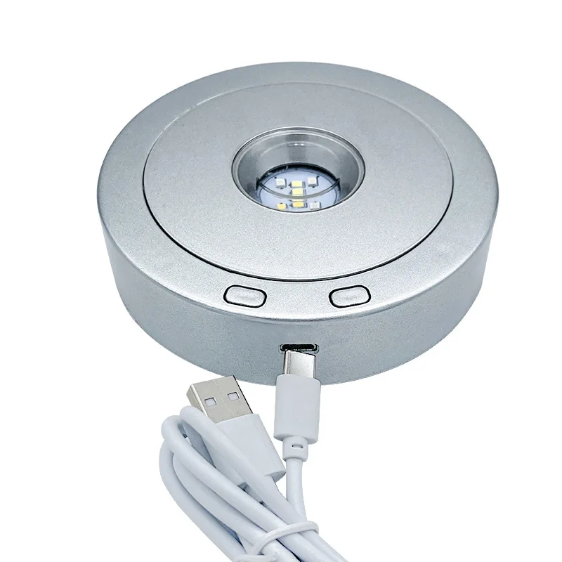 2026 Hot Sale Honor of Crysal New Led Crystal Rotating Lamp Holder Lighting Rotating Multifunctional Usb Display Base