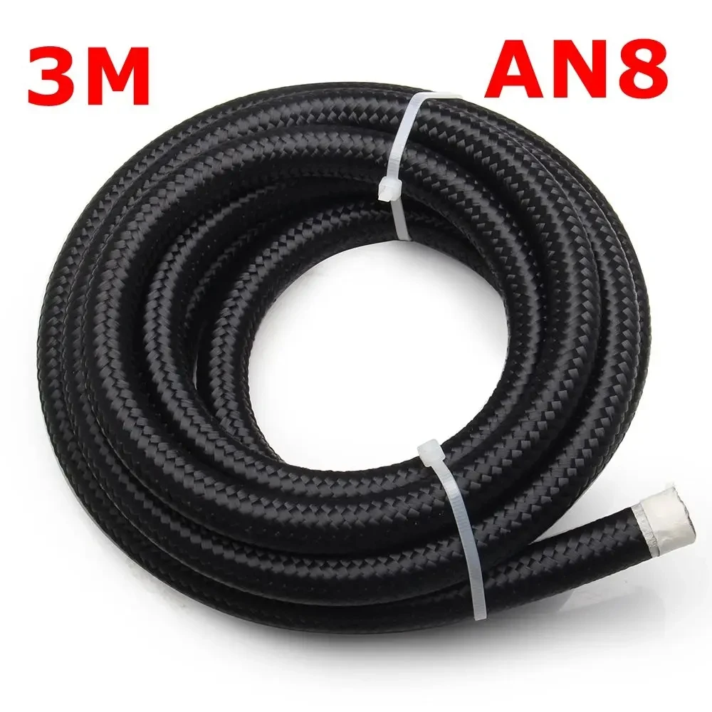 10FT 3M AN4 AN6 AN8 AN10 AN12 Olie Brandstof Slang Olie Gas Cooler Slang Line Buis Nylon Roestvrij staal Gevlochten Binnen Cpe Rubber