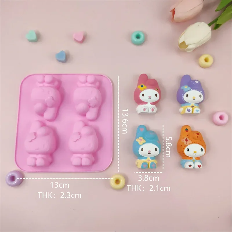 4 Cartoon Gips Mallen Kuromi Crystal Drop Lijm DIY Handgemaakte Siliconen Bakken Cake Pudding Chocolade Mallen Hittebestendig