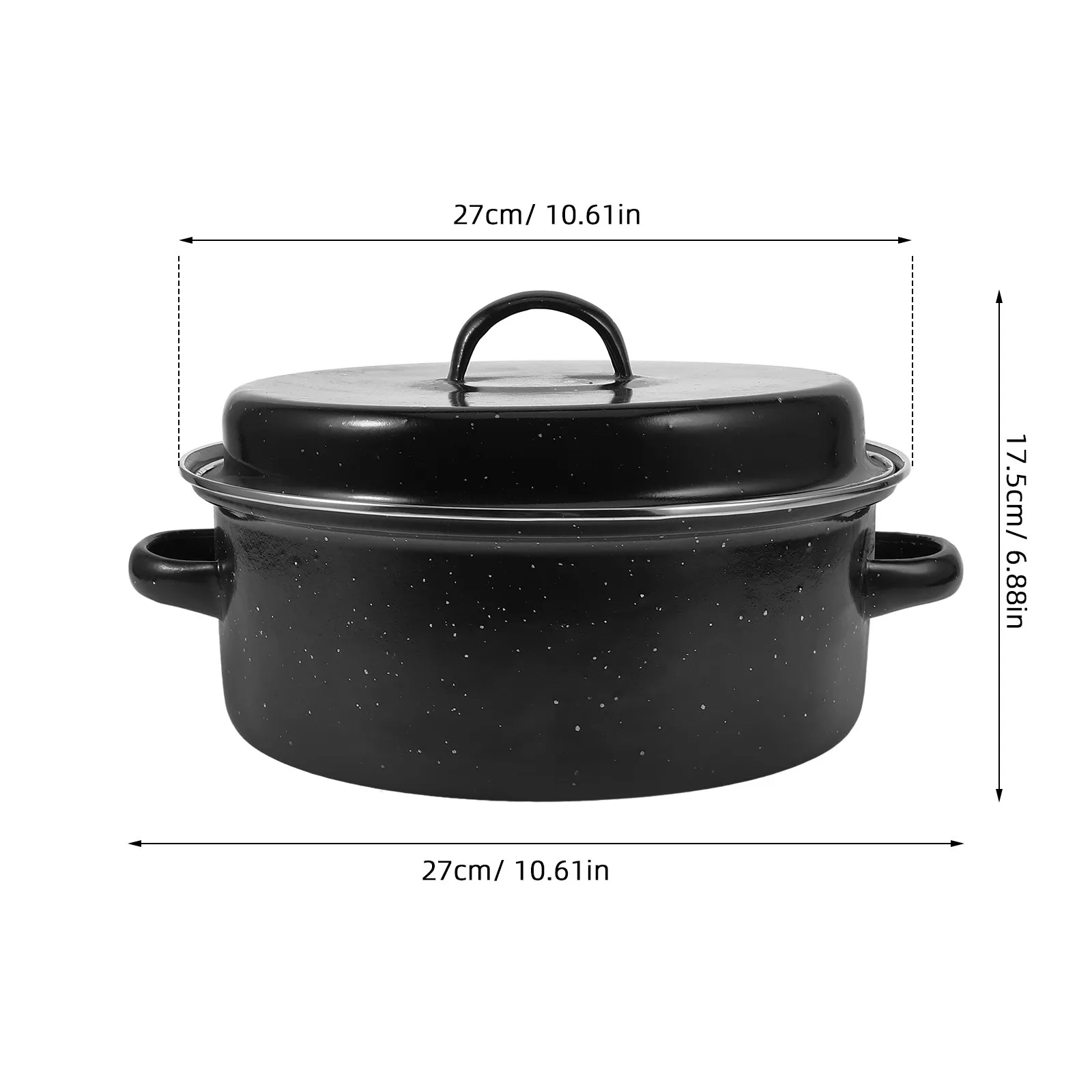 Roasting Pan Cooking Pot Kitchen Enamel Roaster Pot with Lid Smooth Edge Double Handles Daily Use Roasting Pan for Sweet