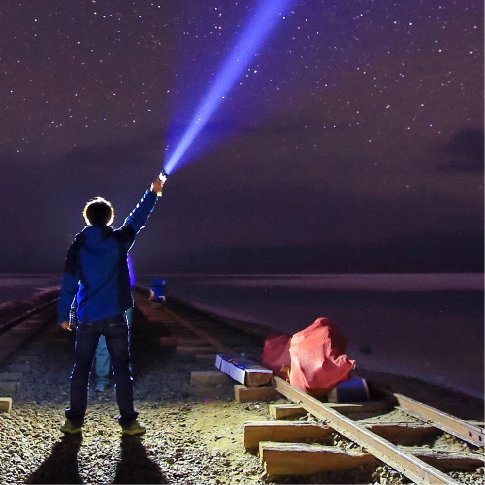 Portable XHP70 LED Flashlight USB Rechargeable Searchlight Red+Yellow+Blue+White Work Light Camping Power Bank Emergency Torch