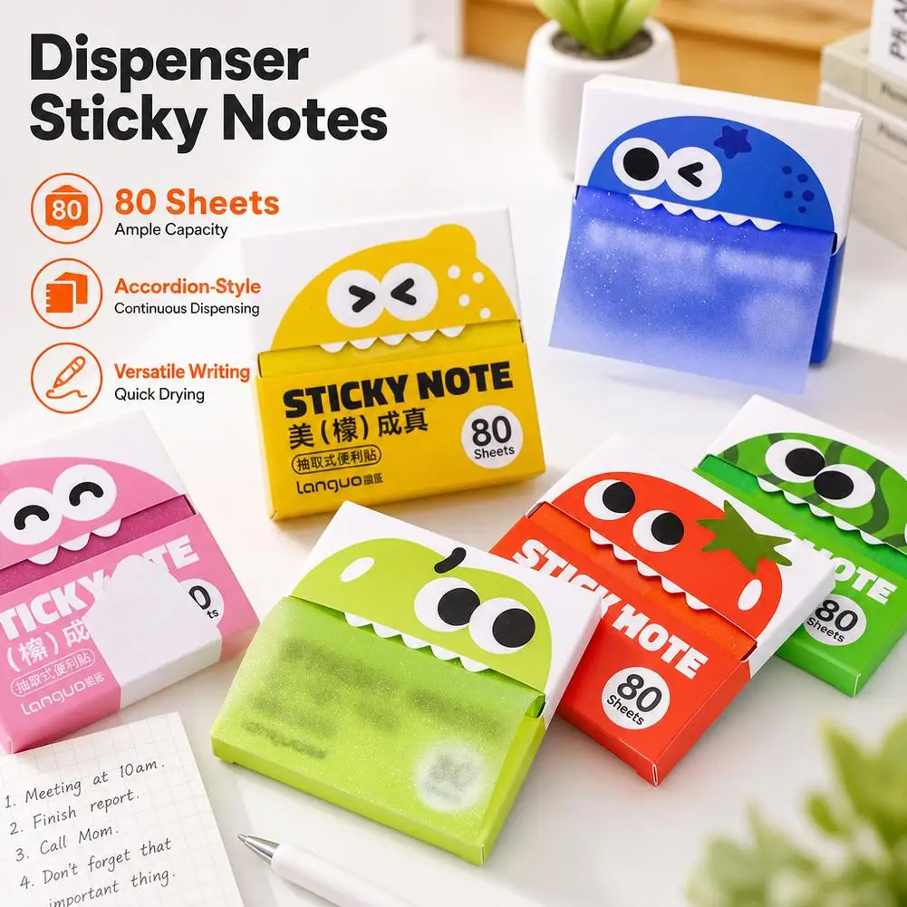 80 Sheets Pull-out Sticky Notes Student Stationery Sticky Notes Transparent Color Sticky Notes Self-Adhesive Memo Pads