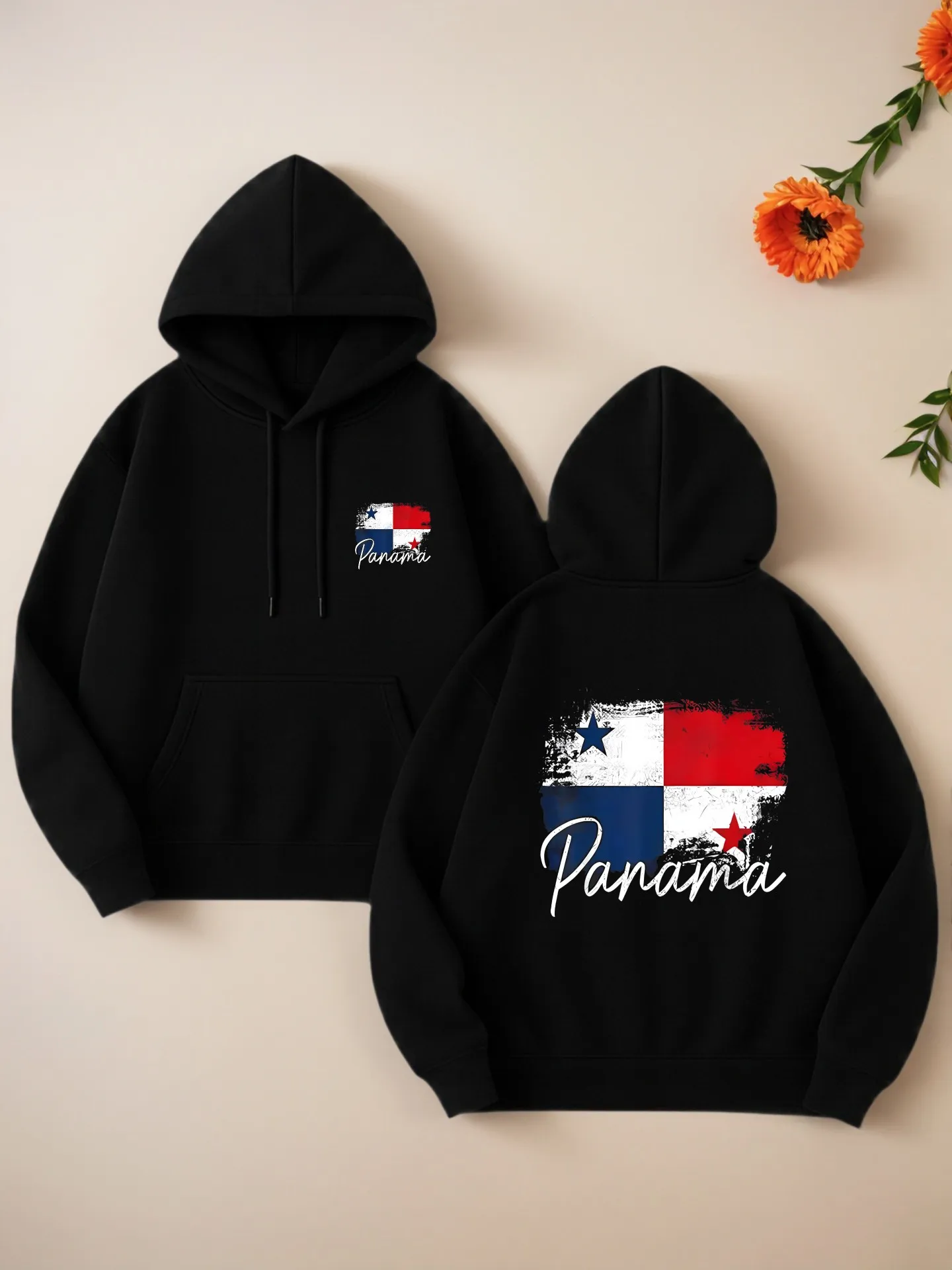 

Panama Flag Graphic Print Essential Hoodie, Casual Aesthetic Design, Fleece, Casual Everyday Wear, For Men