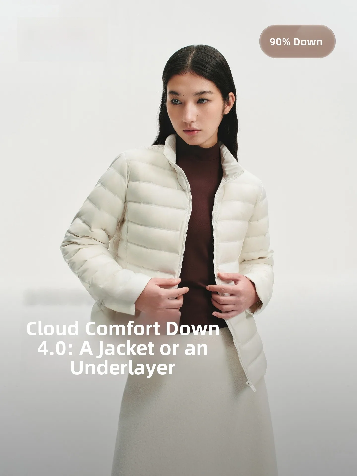 

Lightweight Padded Jacket Women's Short Stand Collar Goose down Coat Slight Waist Inward Casual Style Warmth Polyester Fiber