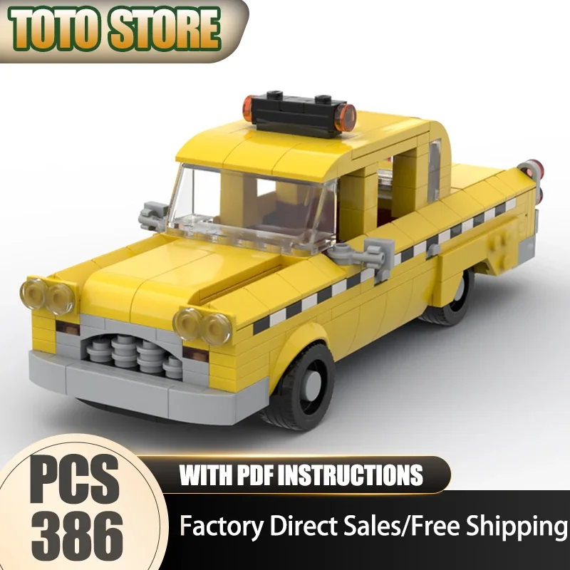 Urban Cars Model Moc Building Block Modular 1977 Checker Taxi Cab Model Technology Brick Assembly Toy Construction Holiday Gifts