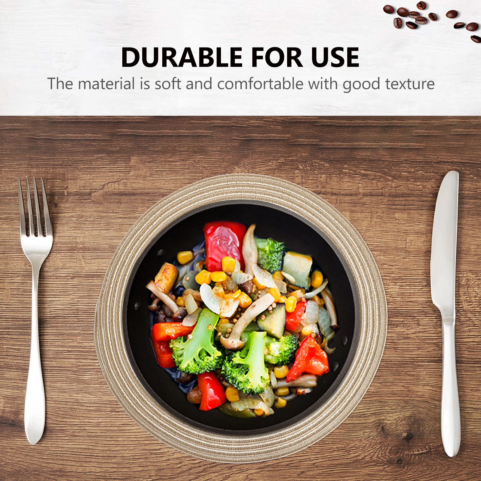 

4 pcs Heat Insulation Table Mats Round Ramie Woven Non-S Place Mats Coffee Color Quick-Dry Woven Mat For Home Bar