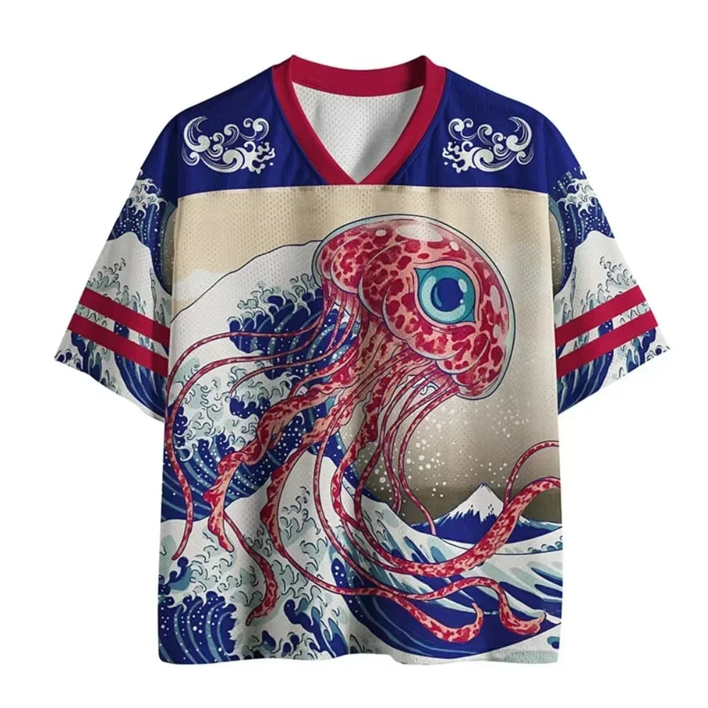 Harajuku Osaka Dotonbori Drunken Octopus 3D Print T-Shirt, Quick Dry Men Street Y2K Parent-child Casual Sport Short Sleeve Tee