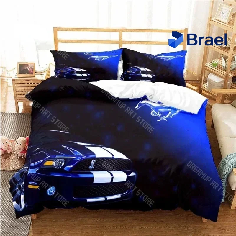 Exquisite 3D Print Mustang Car Pattern Duvet Cover Set Bedding For Aldult Kids Bed Set Game Quilt Cover Comforter Cover Bedding