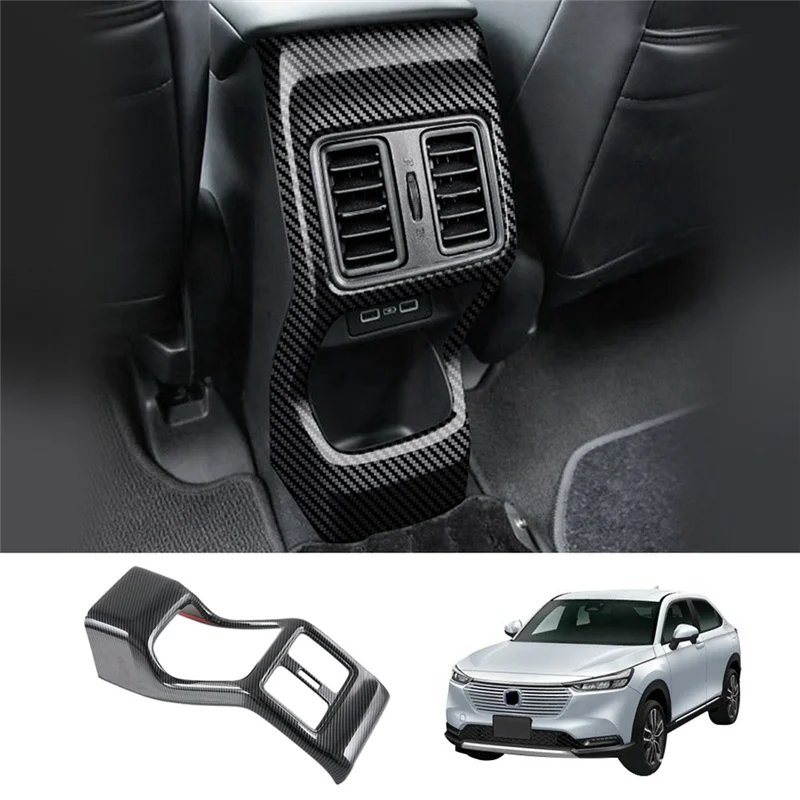 Image of Glücks auto Kohle faser Heck klimaanlage Entlüftung auslass rahmen Anti-Kick-Panel-Abdeckung Verkleidung für Honda HRV / E: Ns1/E:NP1 2022 2023