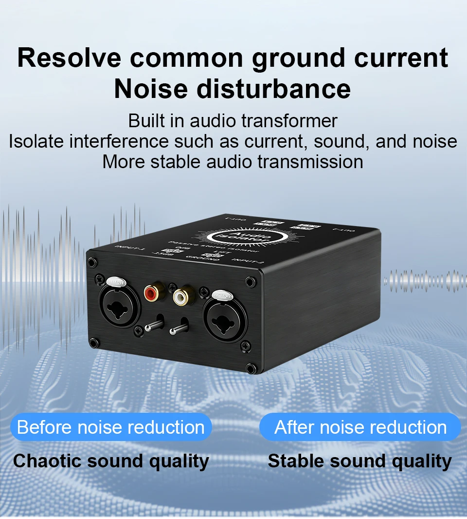3-Pin XLR RCA TS TRS Erdungsschleifen-Isolator-Box Mehrzweck-Brummbeseitiger für Heim-, Büro- und Theater-Audiosysteme – Detail 2