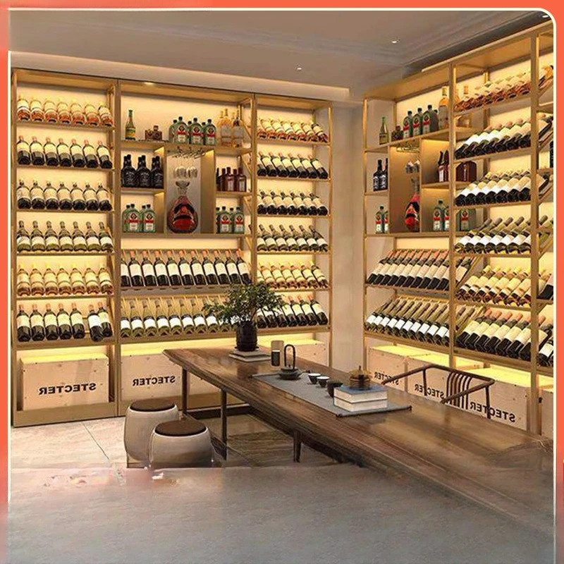 Wrought iron display cabinet stainless steel floor wine cabinet