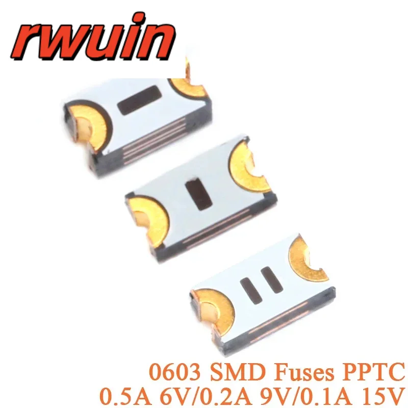 10Pcs 0603 SMD Fuses 0.5A 6V 0.2A 9V 0.1A 15V PPTC Resettable Fuses MF-FSMF0 Self Recovery Fuses SMT