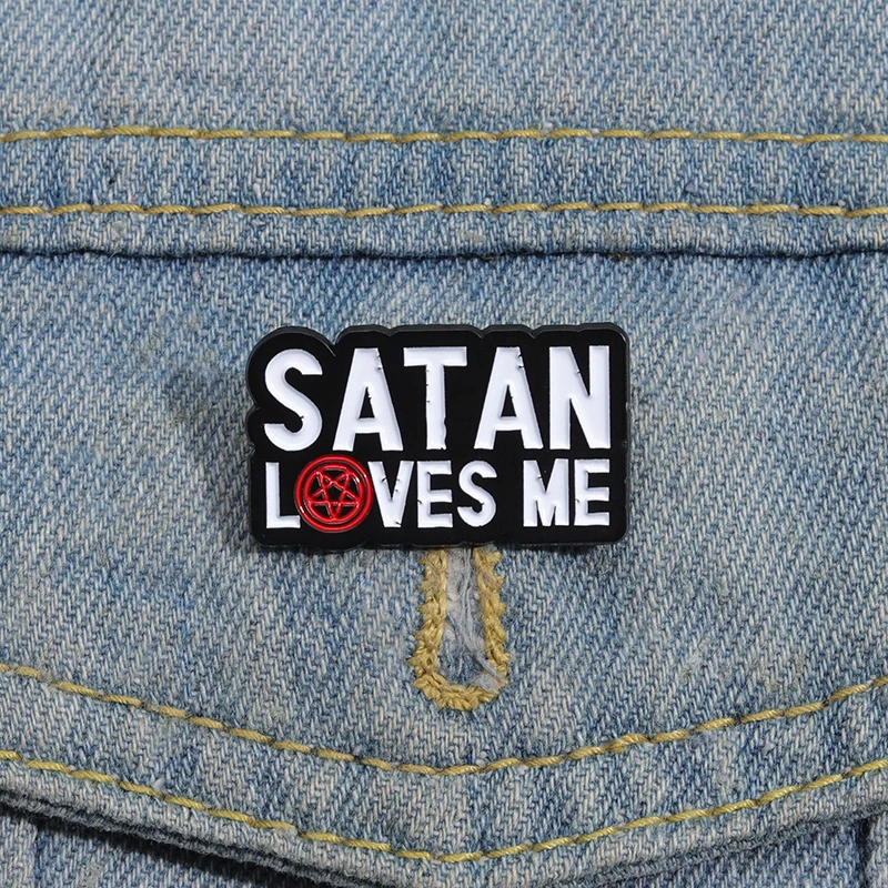 Satam Loves Me Enamel Pin Wiccan Satanic Gothic Pagan Witchcraft Druid Brooch Lapel Backpack Badge Jewelry Gift For Friends