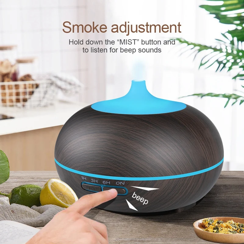 Difusores de óleo essencial 400ml, difusor de aroma ultrassônico, umidificador, névoa fria, desligamento automático sem água, luzes de 7 cores, plugue uk
