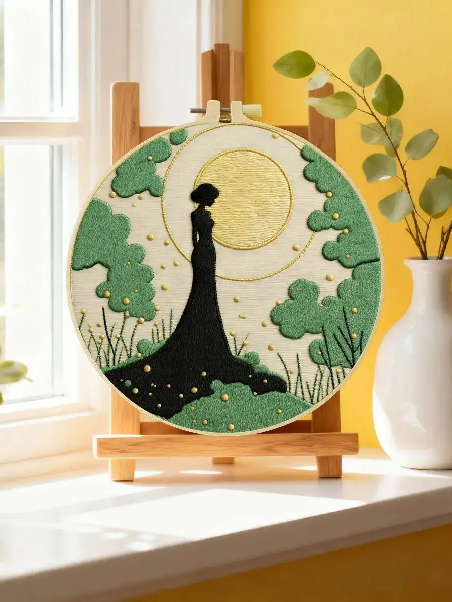 1 Stück 20X20CM/15X15CM 7,87/6,3 Zoll Stickerei-Starter-Kit „Frau“ – DIY-Set für Anfänger – Detail 6
