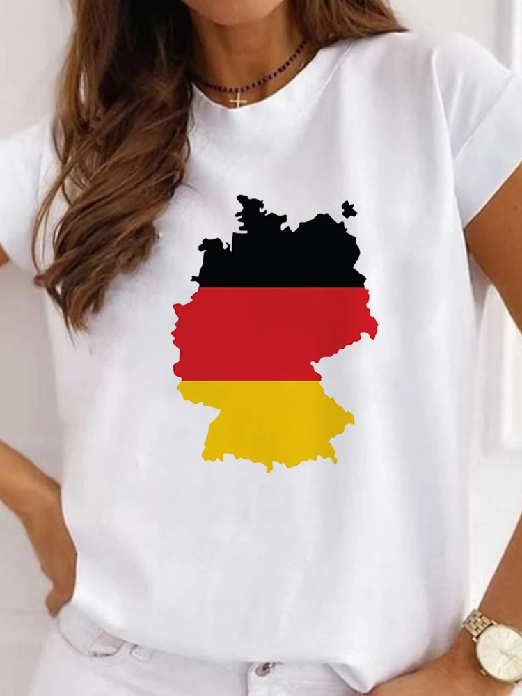 Maglietta bandiera della germania maglietta da donna stampa Y2K maglietta divertente estetica Grunge maglietta grafica Streetwear vestiti da donna