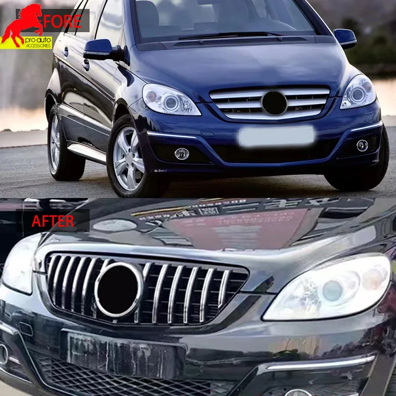 GT Style Vertical Slat Front Grille Bumper Grill Racing Grills for 2009-2011 Mercedes-Benz B-Class W245 Gloss Black Car Styling