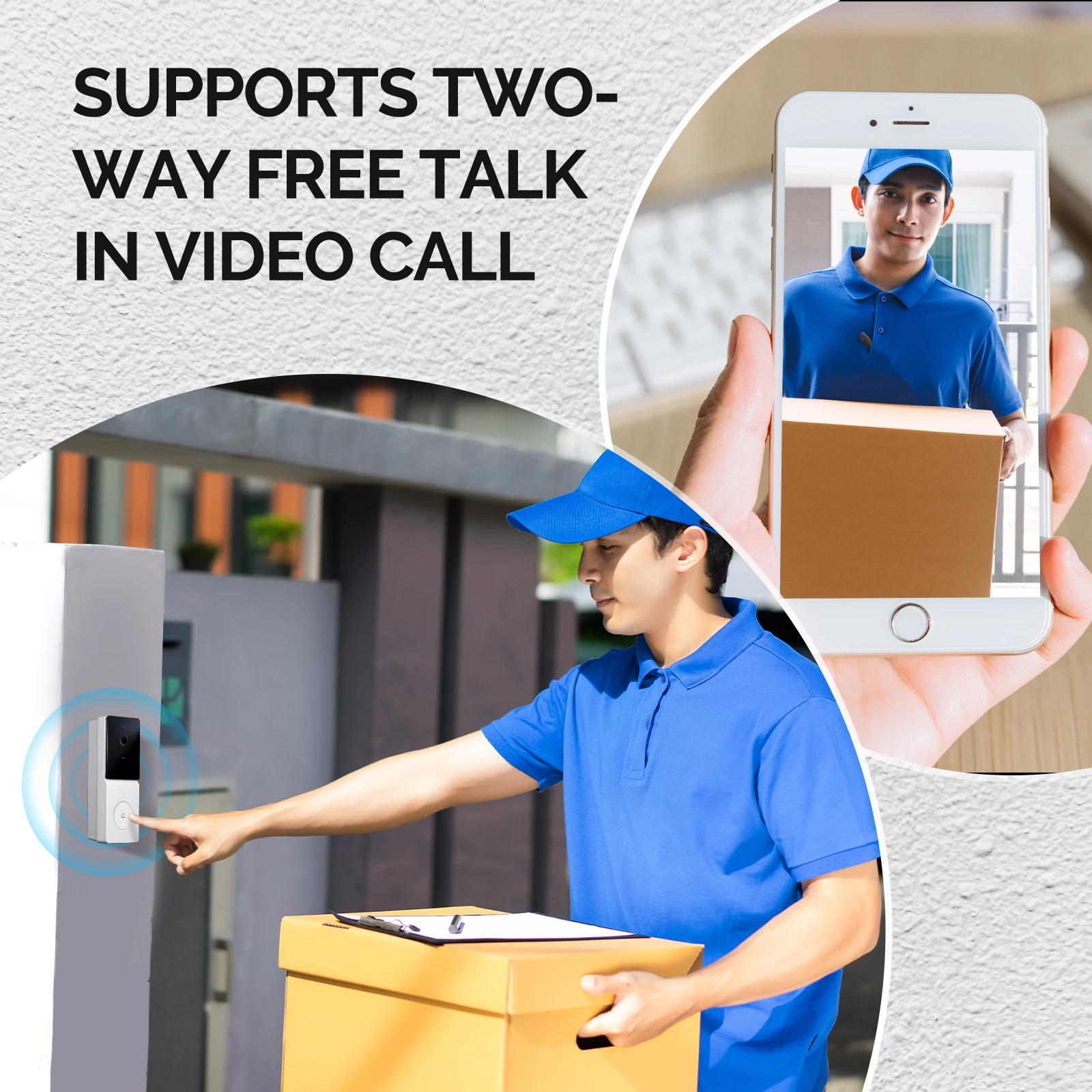 Tuya WiFi ビデオドアベルカメラ スマートホーム 双方向音声インターコム ナイトビジョン付き ワイヤレスセキュリティドアベルデバイス