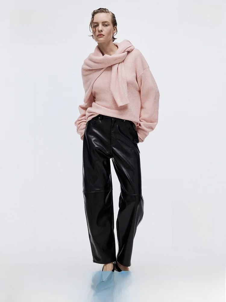 

H&M Women's Knitted Sweater Inner Wear Thermal Base Layer irt Casual Loose Fit Long Sve Regular Length Polyester Blend