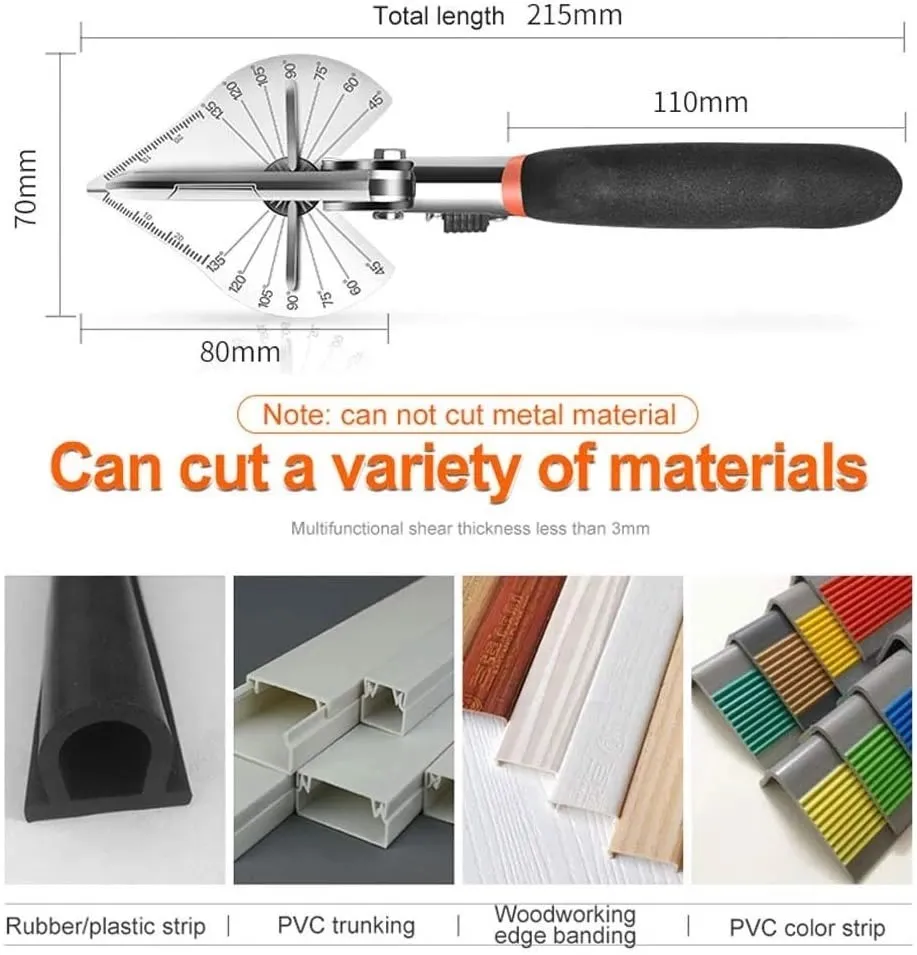 Multi-angle Bevel Scissors, With Adjustable Gusset Cutting Blades, From 45 Degrees To 135 Degrees, With 10 Blades And Wrenches