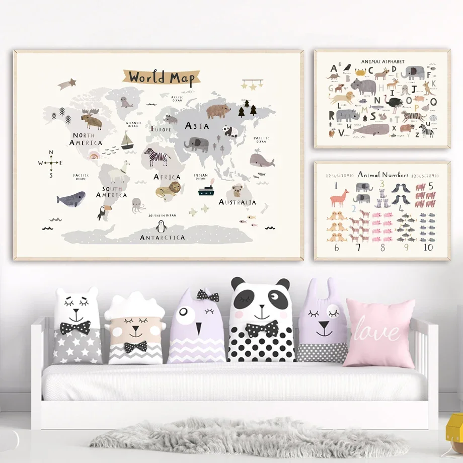 

Solar System Shapes Map Animal Alphabet Numbers Nordic Posters And Prints Art Canvas Painting Wall Pictures For Kids Room Decor