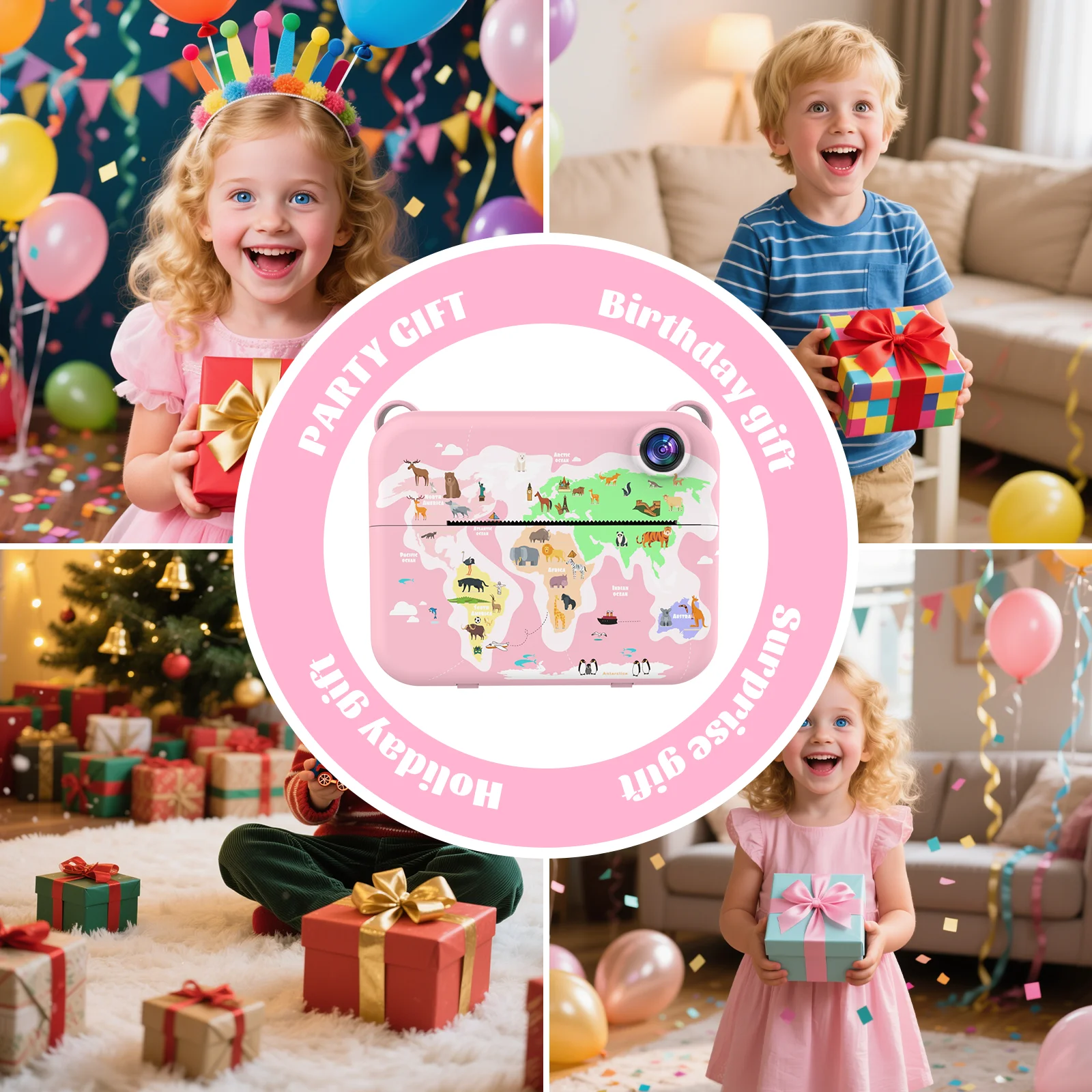 Digitale kindercamera 1080P HD-videorecorder met instant print Mini thermische printer Educatief verjaardagscadeau voor kinderen