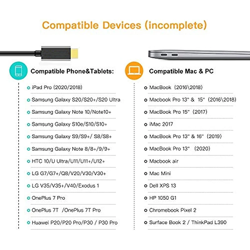 كابل محول فيديو USB C إلى VGA 1080P متوافق مع جهاز عرض شاشة الكمبيوتر المحمول Thunderbolt3/4