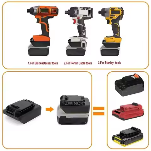 Power Tool Battery Adapter For Dewalt 20V Battery, To For Black&amp;Decker/Porter-Cable/Stanley 18V 20V Lithium Battery Converter