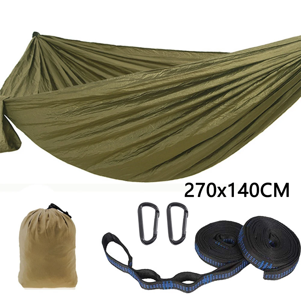 Single Person Portable Outdoor Camping Hammock With Nylon Color Matching Hammock High Strength Parachute Fabric Hanging Bed