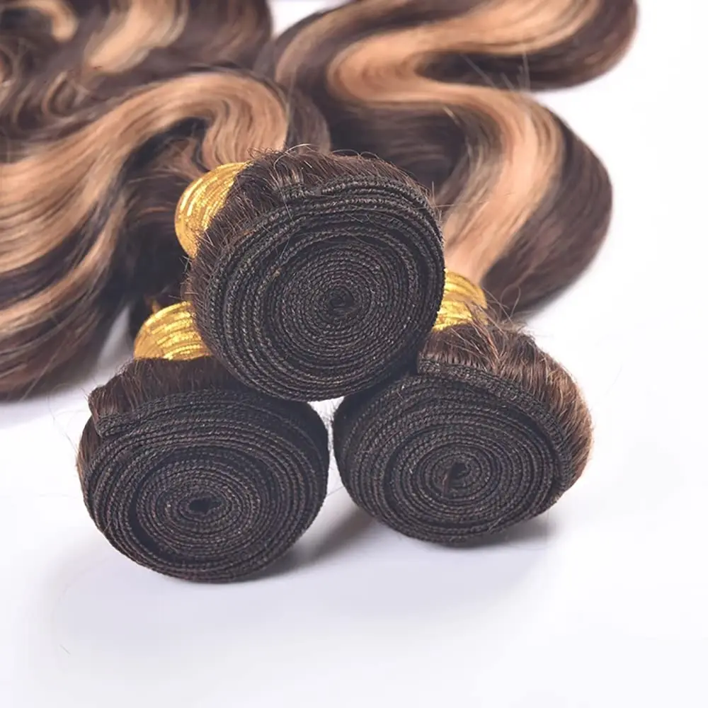 4/27 Highlight Body Wave Bundles Human Hair 30 32 Inch Unprocessed Brazilian Virgin Weave Blonde Human Hair Bundle Extensions
