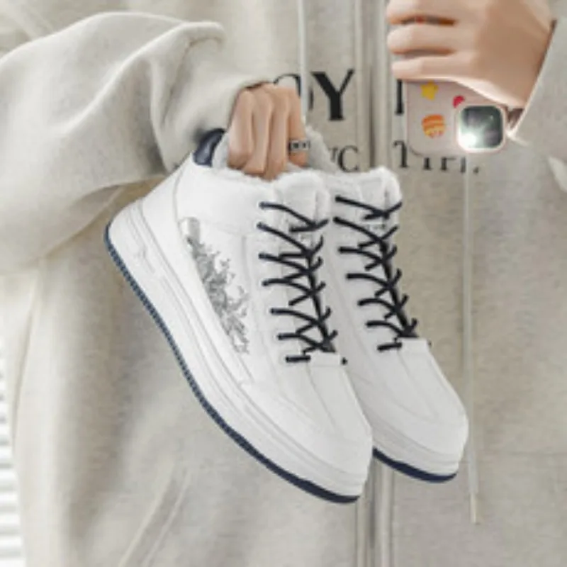 

Casual Sneakers Men Synthetic Leather Star Lace Up Patchwork Round Toe Trainers Sports Shoes Handmade Large Size High Top Shoes