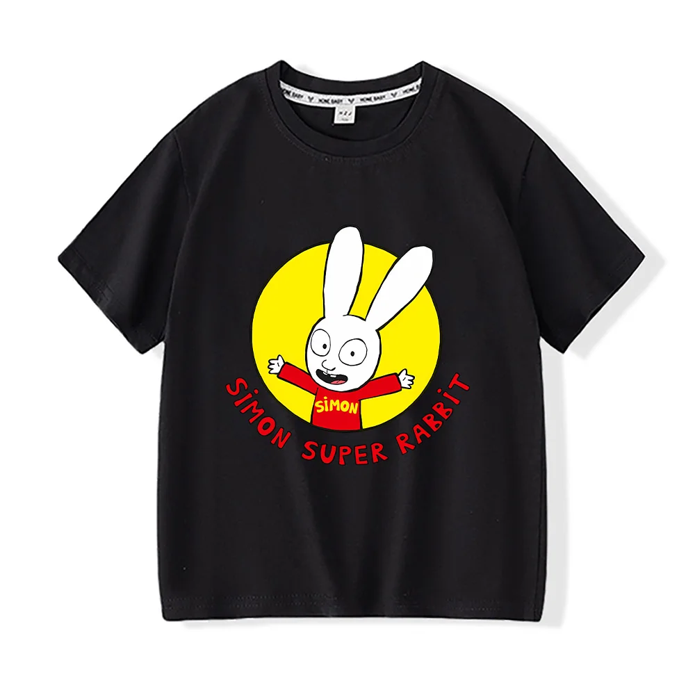 Simon Super Rabbit Tshirts Funny Children\'s Boys T-shirt Spring Summer Cotton Boys Girls Preschool Children Tops Cartoon Clothes