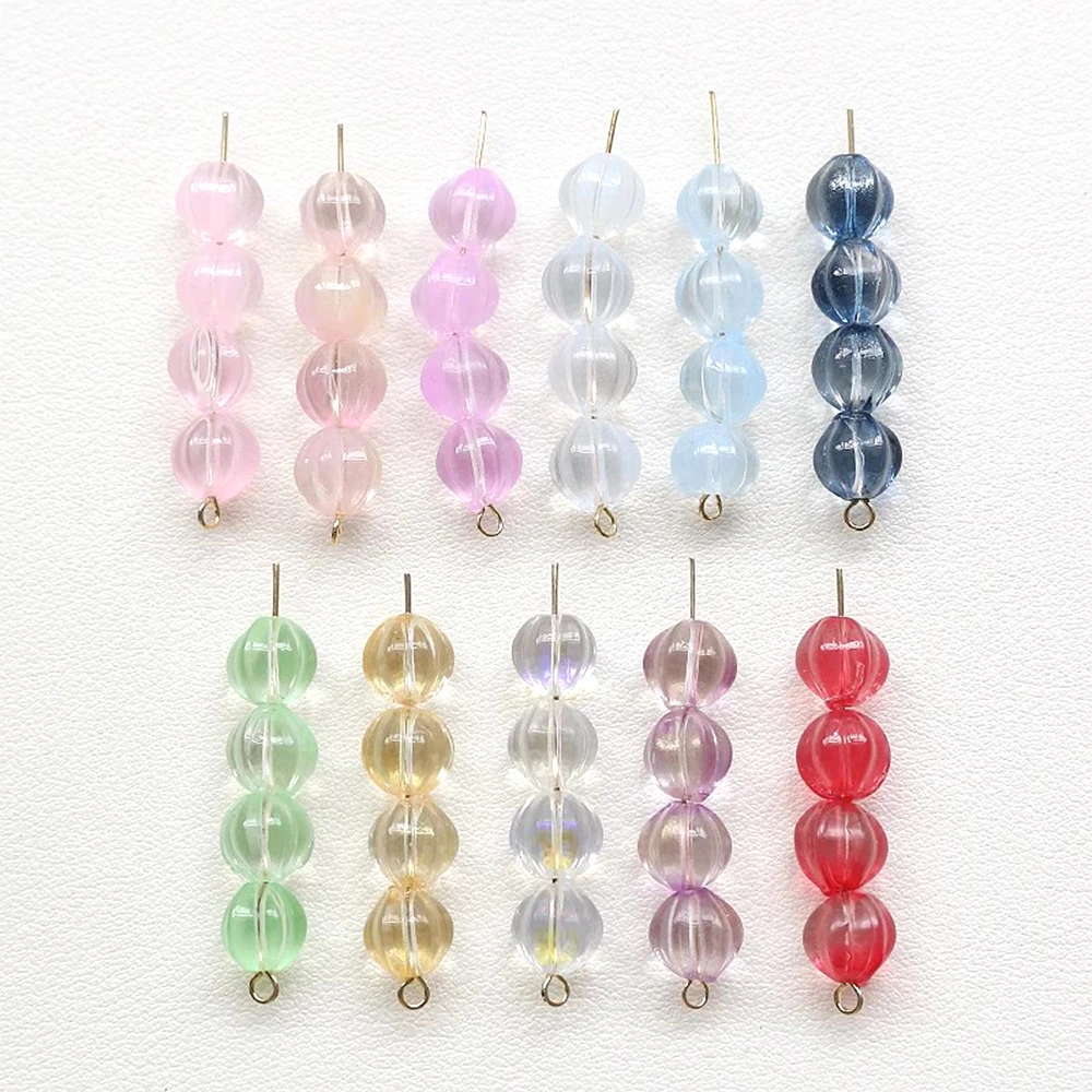 20 Pieces 7 * 8mm Transparent Frosted Pumpkin Glass Beads DIY Makes Fashionable Jewelry Necklace Bracelet Accessories Materials